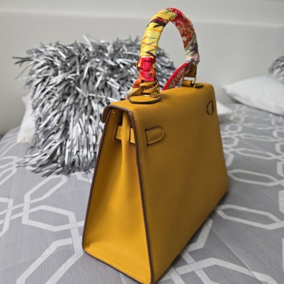 COPY - Stunning 100% leather quality not designer like,  Kelly bag brown 28. - Picture 6 of 13